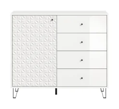Highboard PRISMA weiß weiß Hochglanz B/H/T: ca. 110x96x40 cm