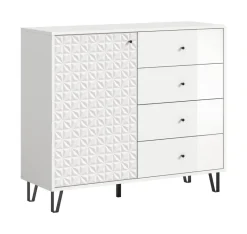 Highboard PRISMA weiß weiß Hochglanz B/H/T: ca. 110x96x40 cm