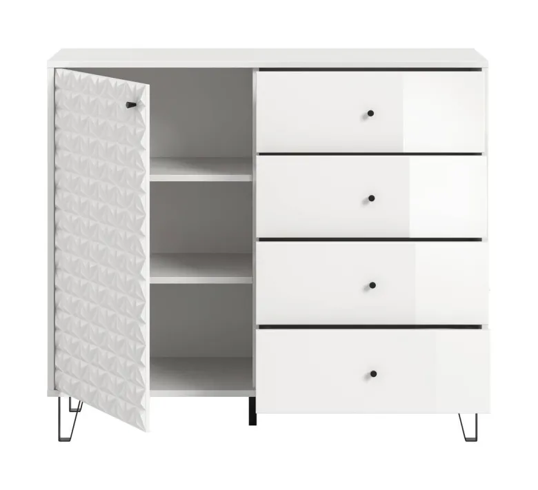 Highboard PRISMA weiß weiß Hochglanz B/H/T: ca. 110x96x40 cm