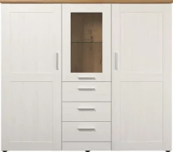 Highboard Shade weiß Pinie Nachbildung Eiche Artisan Nachbildung B/H/T: ca. 159x140x41 cm
