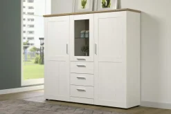 Highboard Shade weiß Pinie Nachbildung Eiche Artisan Nachbildung B/H/T: ca. 159x140x41 cm