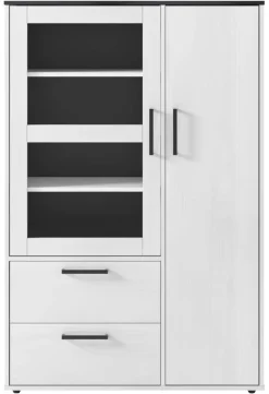 Highboard Smart 1 Massivholz kiefer weiß schwarz B/H/T: ca. 98x149x40 cm