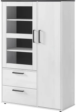 Highboard Smart 1 Massivholz kiefer weiß schwarz B/H/T: ca. 98x149x40 cm
