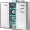 Highboard Stone Beton Optik weiß glänzend B/H/T: ca. 137x134x37 cm