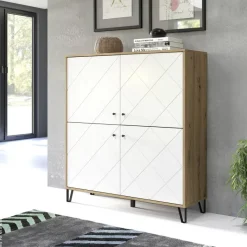 Highboard Touch Eiche Artisan Nachbildung weiß matt B/H/T: ca. 123x136x40 cm