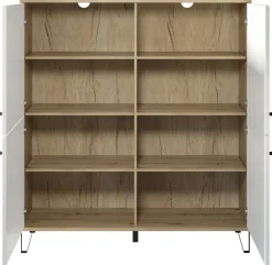 Highboard Touch Eiche Artisan Nachbildung weiß matt B/H/T: ca. 123x136x40 cm