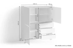 Highboard VALENTIN weiß Eiche Nachbildung B/H/T: ca. 120x142x38 cm