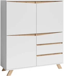 Highboard VALENTIN weiß Eiche Nachbildung B/H/T: ca. 120x142x38 cm