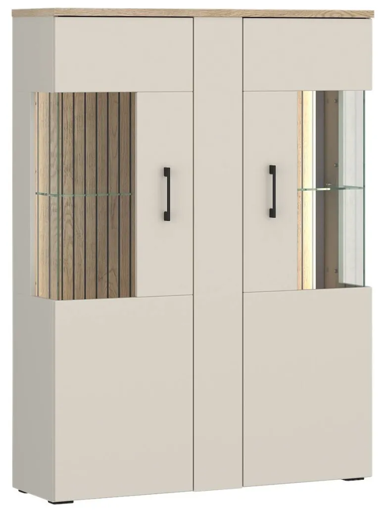Highboardvitrine Cashmere Eiche Nachbildung Spanplatte B/H/T: ca. 99x138x35 cm
