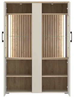 Highboardvitrine Cashmere Eiche Nachbildung Spanplatte B/H/T: ca. 99x138x35 cm