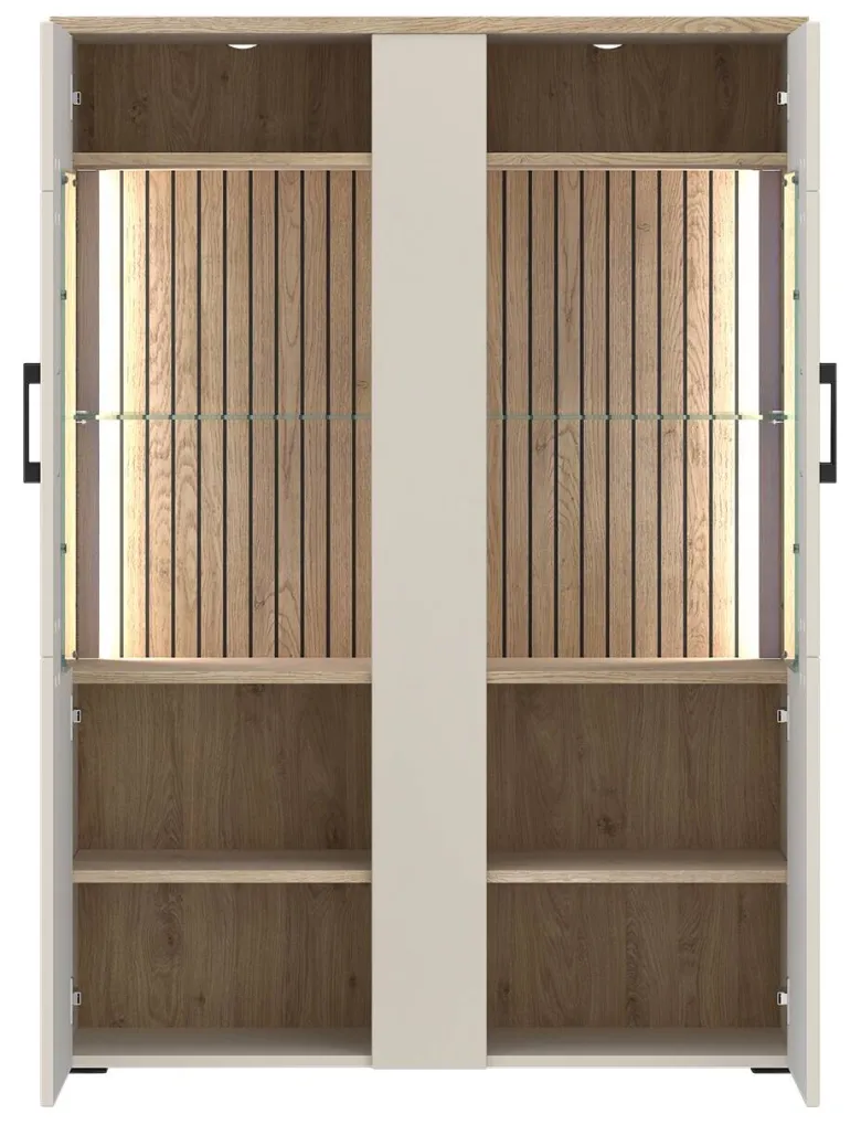 Highboardvitrine Cashmere Eiche Nachbildung Spanplatte B/H/T: ca. 99x138x35 cm