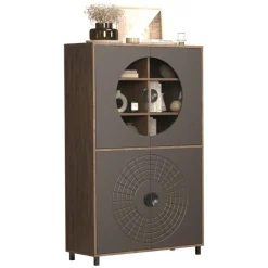 Highboardvitrine Fusion Eiche dunkel Nachbildung bronze Optik B/H/T: ca. 97x163x42 cm