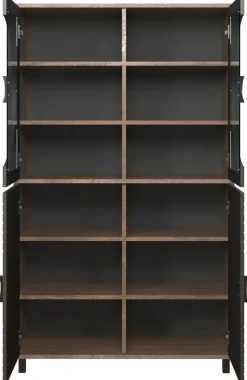 Highboardvitrine Fusion Eiche dunkel Nachbildung bronze Optik B/H/T: ca. 97x163x42 cm