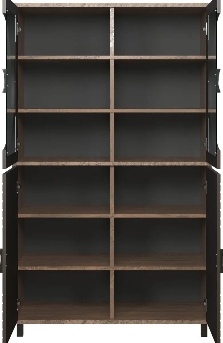 Highboardvitrine Fusion Eiche dunkel Nachbildung bronze Optik B/H/T: ca. 97x163x42 cm