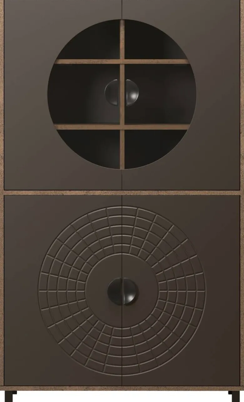 Highboardvitrine Fusion Eiche dunkel Nachbildung bronze Optik B/H/T: ca. 97x163x42 cm