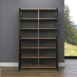 Highboardvitrine Fusion Eiche dunkel Nachbildung bronze Optik B/H/T: ca. 97x163x42 cm