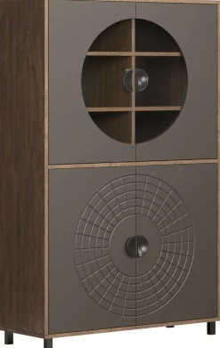 Highboardvitrine Fusion Eiche dunkel Nachbildung bronze Optik B/H/T: ca. 97x163x42 cm