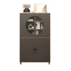 Highboardvitrine Fusion Eiche dunkel Nachbildung bronze Optik B/H/T: ca. 97x163x42 cm