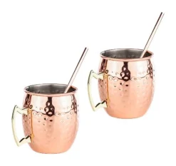 HI Kupferbecher 2er-Set Moscow Mule Kupfer Edelstahl