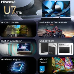 Hisense Mini-LED-Fernseher 65U7SE B/H: ca. 145x90 cm