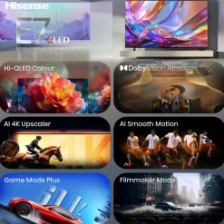 Hisense QLED-Fernseher 65E7S B/H: ca. 145x87 cm