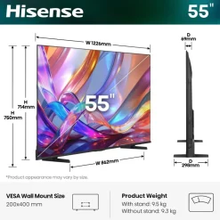 Hisense QLED-Fernseher 55E7S B/H: ca. 123x76 cm