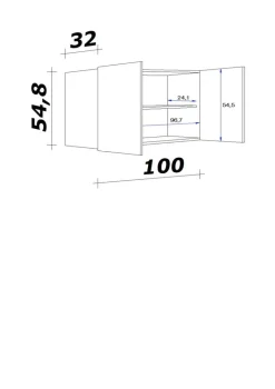 Hängeschrank Avila Magnolie matt B/H/T: ca. 100x54,8x32 cm