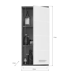 Hängeschrank BLAKE Rauchsilber Nachbildung weiß Hochglanz B/H/T: ca. 35x77x25 cm