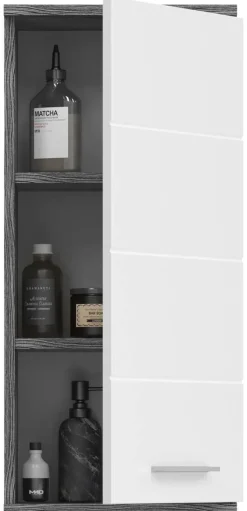 Hängeschrank BLAKE Rauchsilber Nachbildung weiß Hochglanz B/H/T: ca. 35x77x25 cm