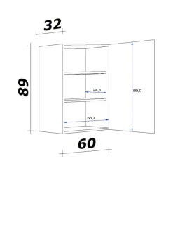 Hängeschrank Capri schwarz matt B/H/T: ca. 60x89x32 cm