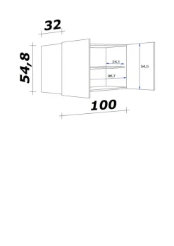Hängeschrank Capri schwarz matt B/H/T: ca. 100x54,8x32 cm
