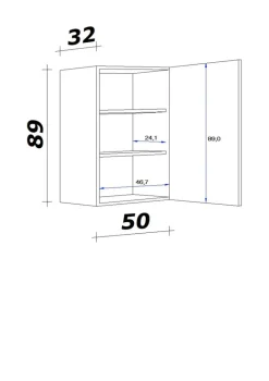 Hängeschrank Capri schwarz matt B/H/T: ca. 50x89x32 cm