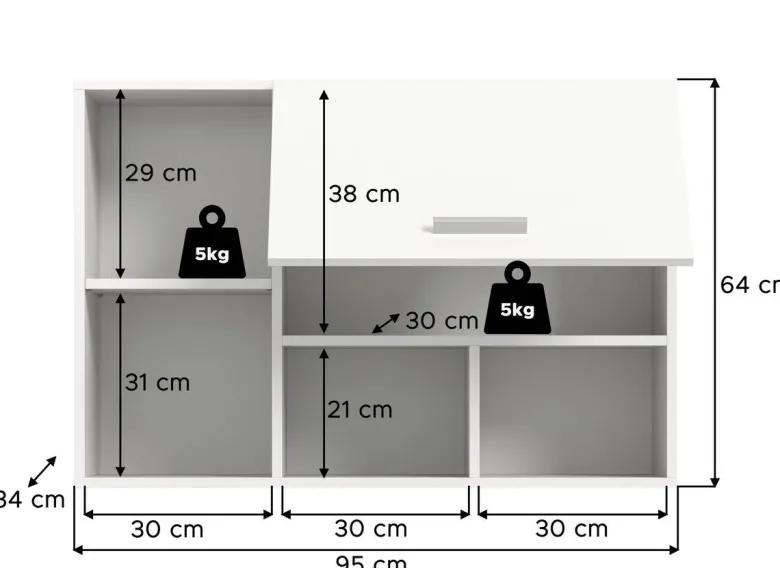Hängeschrank Free weiß B/H/T: ca. 64x95x34 cm
