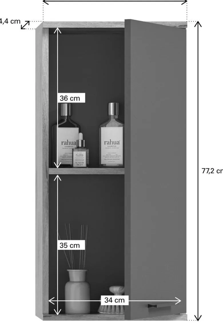 Hängeschrank Mason dunkelgrau Nox Oak Nachbildung B/H/T: ca. 37x77x24 cm