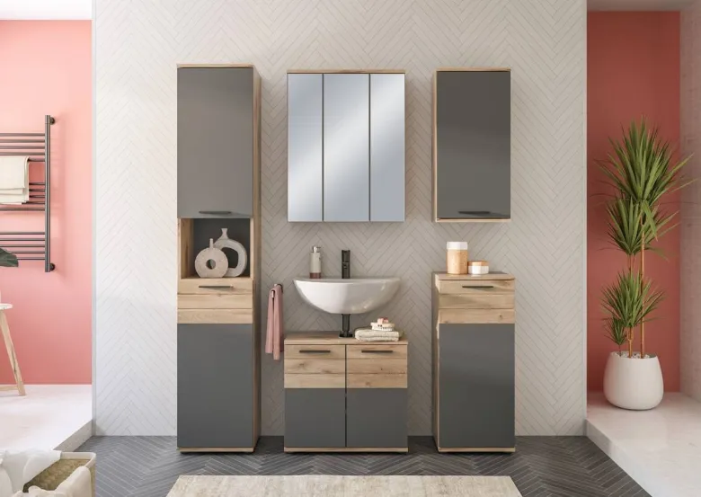 Hängeschrank Mason dunkelgrau Nox Oak Nachbildung B/H/T: ca. 37x77x24 cm