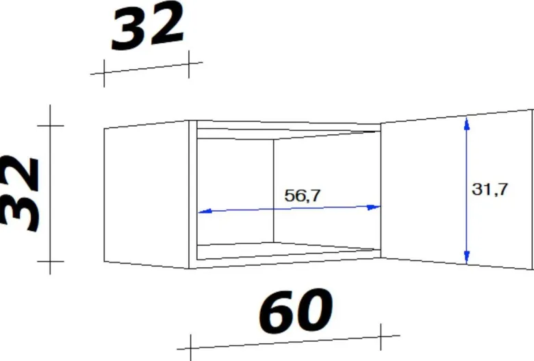 Hängeschrank Morena grau matt B/H/T: ca. 60x32x32 cm