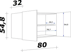 Hängeschrank Morena grau matt B/H/T: ca. 80x54,8x32 cm