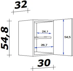 Hängeschrank Morena grau matt B/H/T: ca. 30x54,8x32 cm