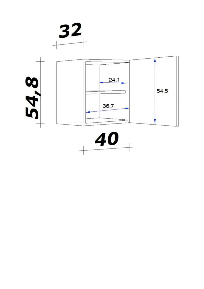 Hängeschrank Morena grau matt B/H/T: ca. 40x54,8x32 cm