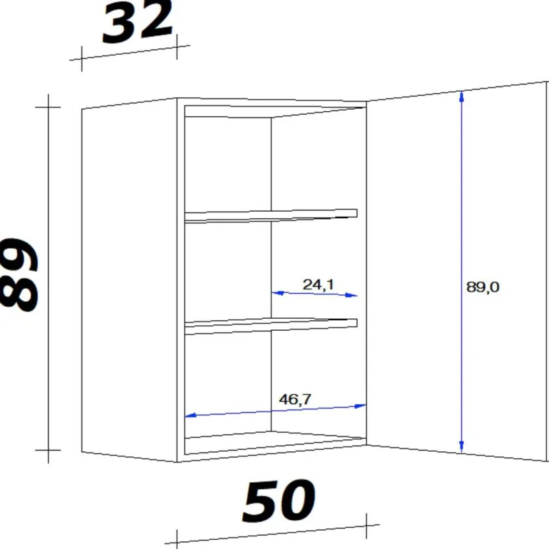 Hängeschrank Samoa weiß Eiche Nachbildung B/H/T: ca. 50x89x32 cm