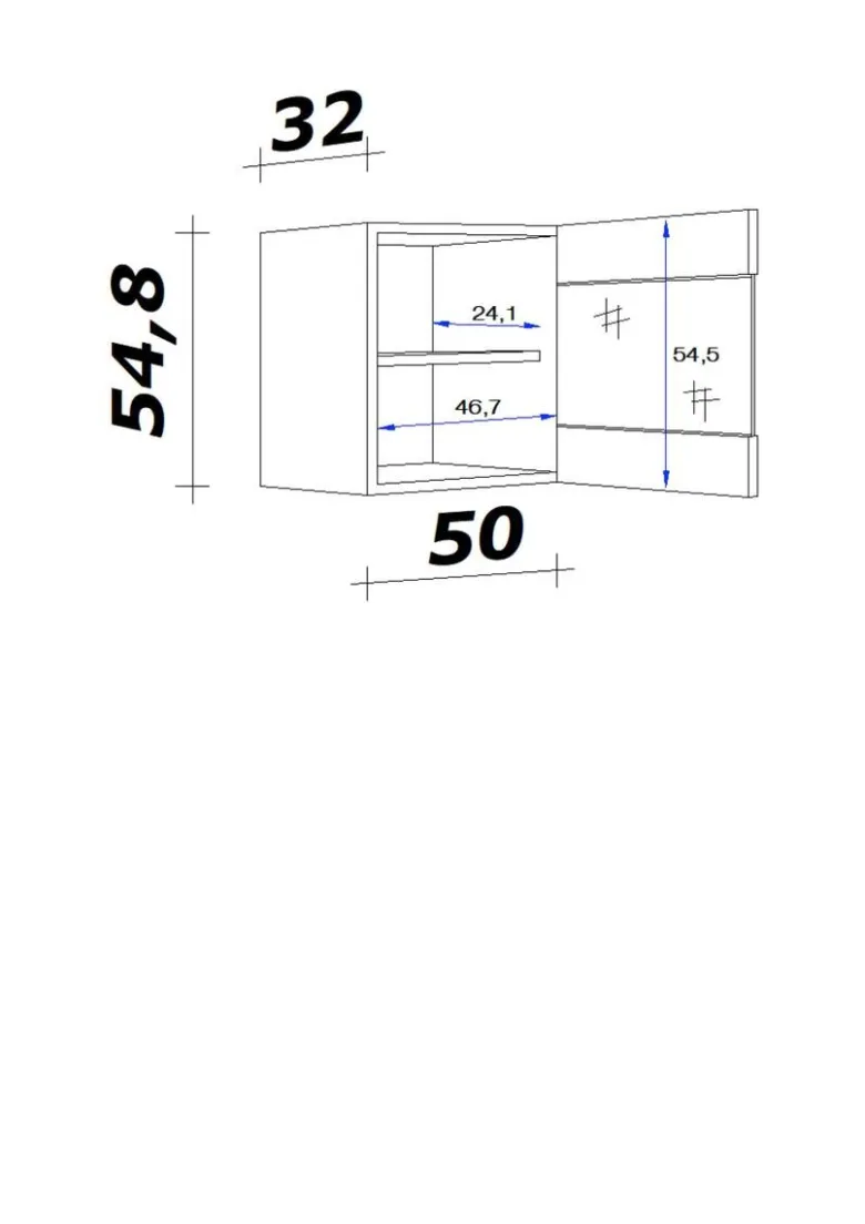Hängeschrank Valero weiß Hochglanz B/H/T: ca. 50x54,8x32 cm