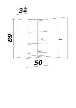 Hängeschrank Valero weiß Hochglanz B/H/T: ca. 50x89x32 cm