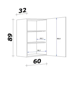 Hängeschrank Valero weiß Hochglanz B/H/T: ca. 60x89x32 cm