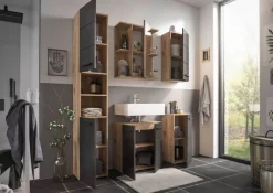 Hängeschrank Vista Oak Eiche Viking Nachbildung schwarz matt B/H/T: ca. 34x70x23 cm
