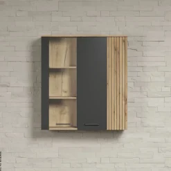 Hängevitrine Esteban anthrazit Eiche Evoke Coast Nachbildung B/H/T: ca. 90x99x34 cm