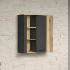 Hängevitrine Esteban anthrazit Eiche Evoke Coast Nachbildung B/H/T: ca. 90x99x34 cm