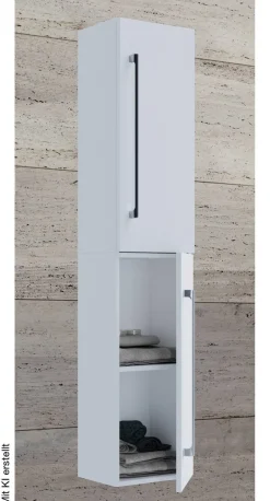 Hochschrank Badinos weiß Alu Optik B/H/T: ca. 33x150x22 cm