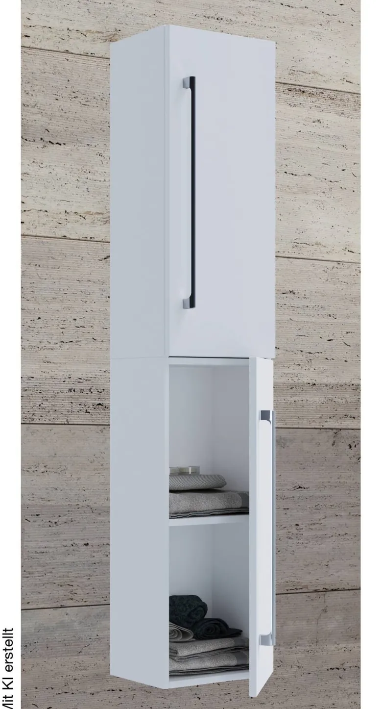 Hochschrank Badinos weiß Alu Optik B/H/T: ca. 33x150x22 cm
