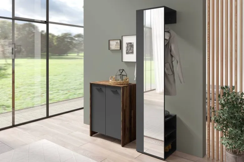 Hochschrank BEN anthrazit Spiegel B/H/T: ca. 40x184x35 cm