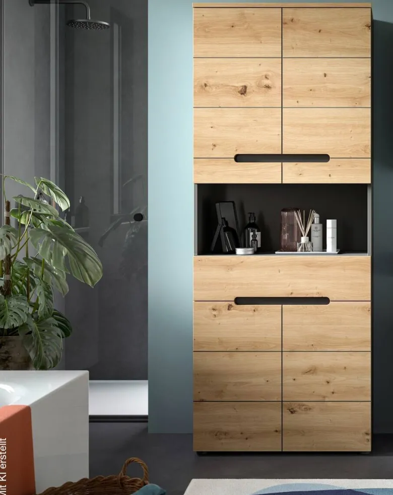 Hochschrank Canu Basalt Eiche Artisan Nachbildung B/H/T: ca. 76x193x34 cm